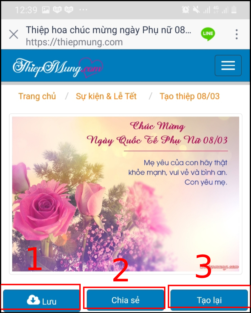 Cách tạo thiệp 8/3 trực tuyến trên điện thoại